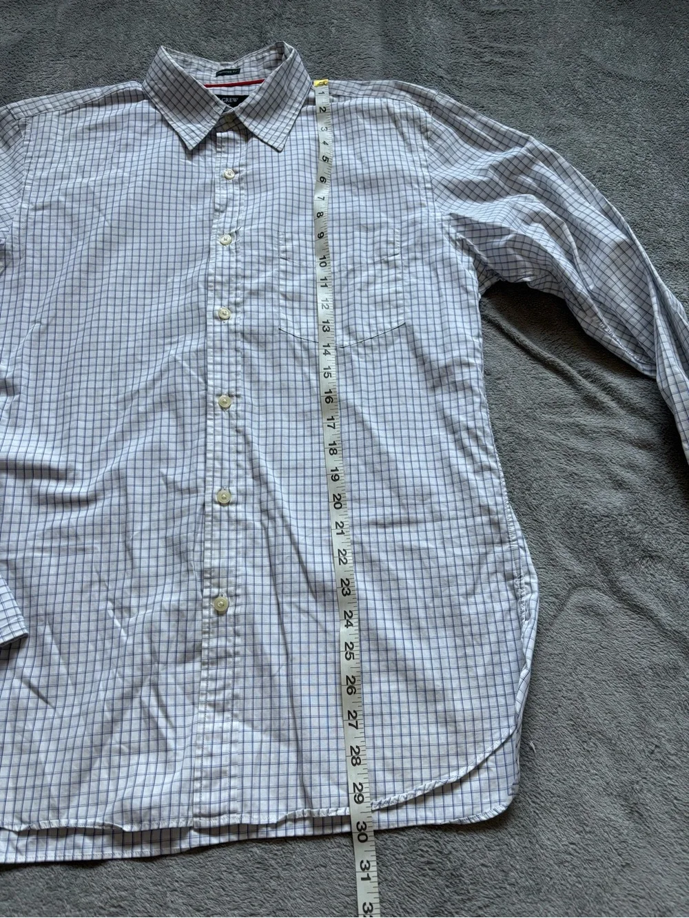 VTG  J.Crew Men's Flannel Shirt Size Medium Slim Green White Plaid 100% Cotton